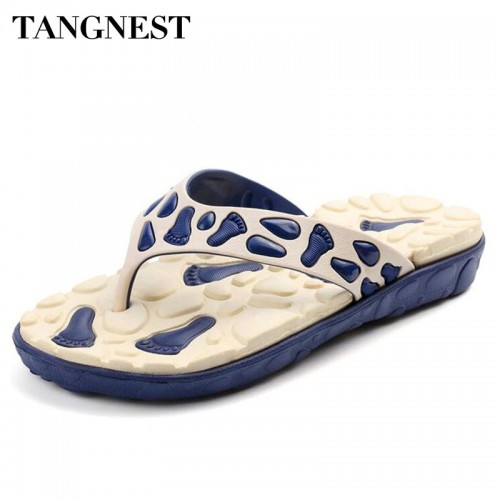 Tangnest Summer Men Massage Slippers Men Non Slip Flip Flops Male Casual Beach Shoes Comfort Slip 